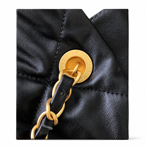 Chanel 31 Rue Cambon Quilted Shopping Bag | Gold Medal Chain Black — 29x38cm