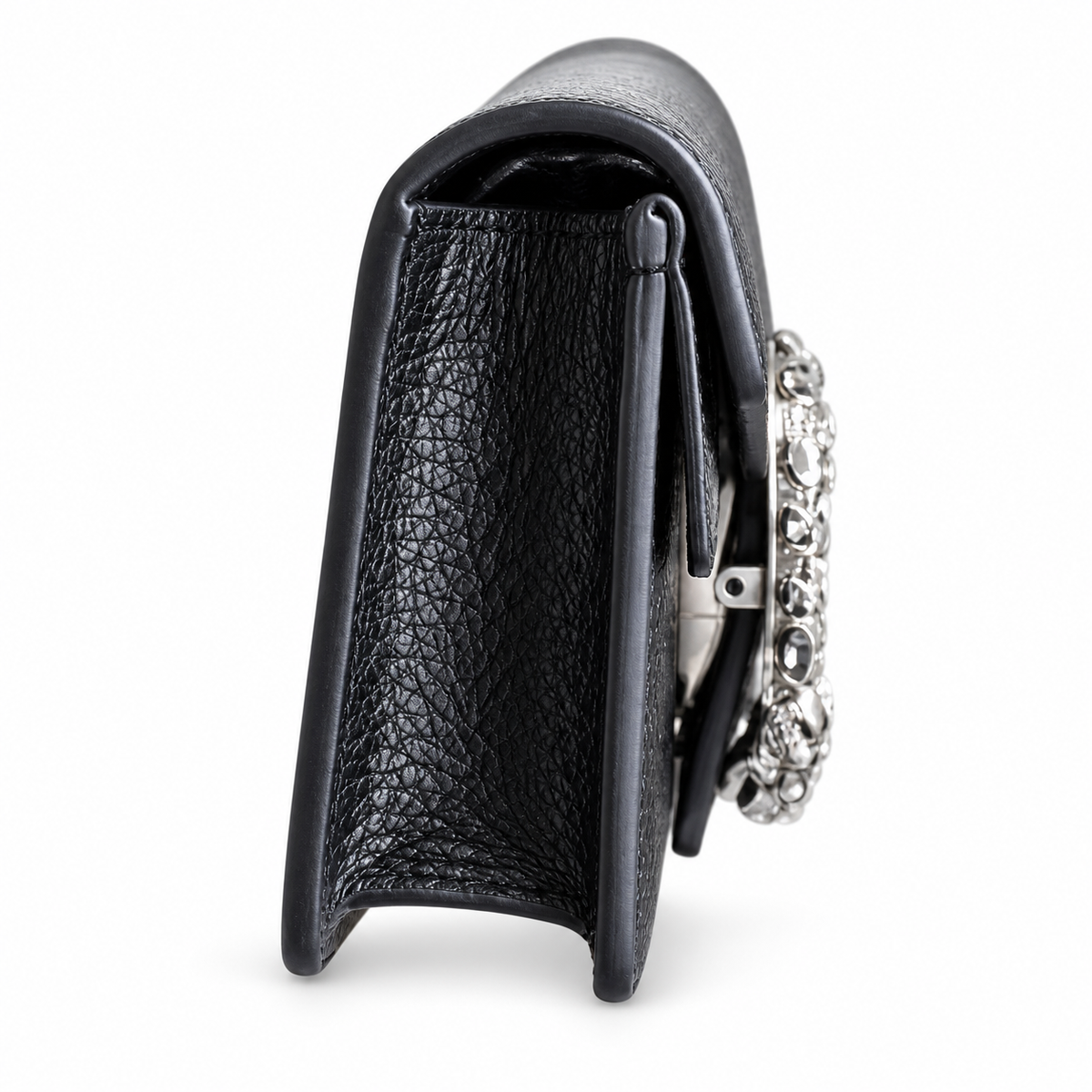 Gucci Dionysus Mini Bag in Black Pebbled Leather with Crystal Embellished Closure
