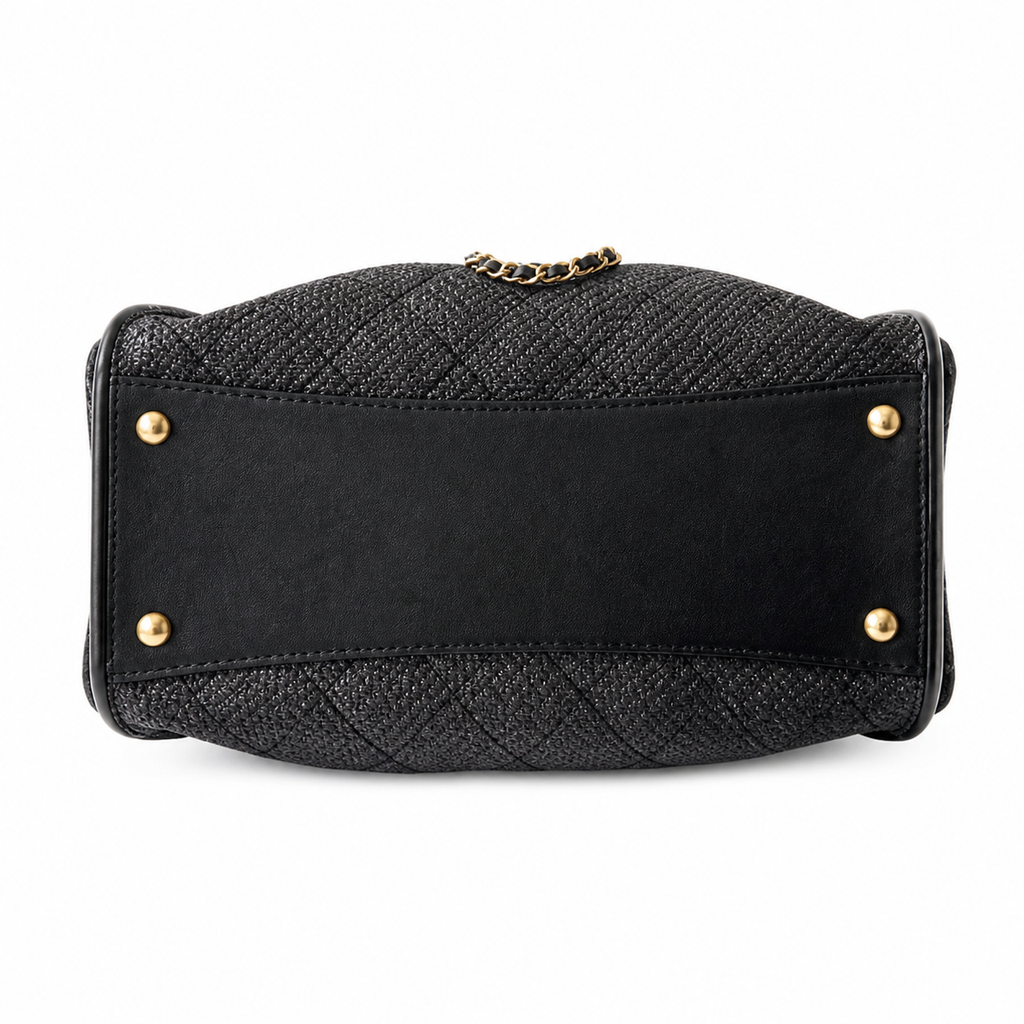 Chanel Classic Quilted Handbag | CC Turn-Lock Rigid Top Handle Chain Strap — 26x30cm
