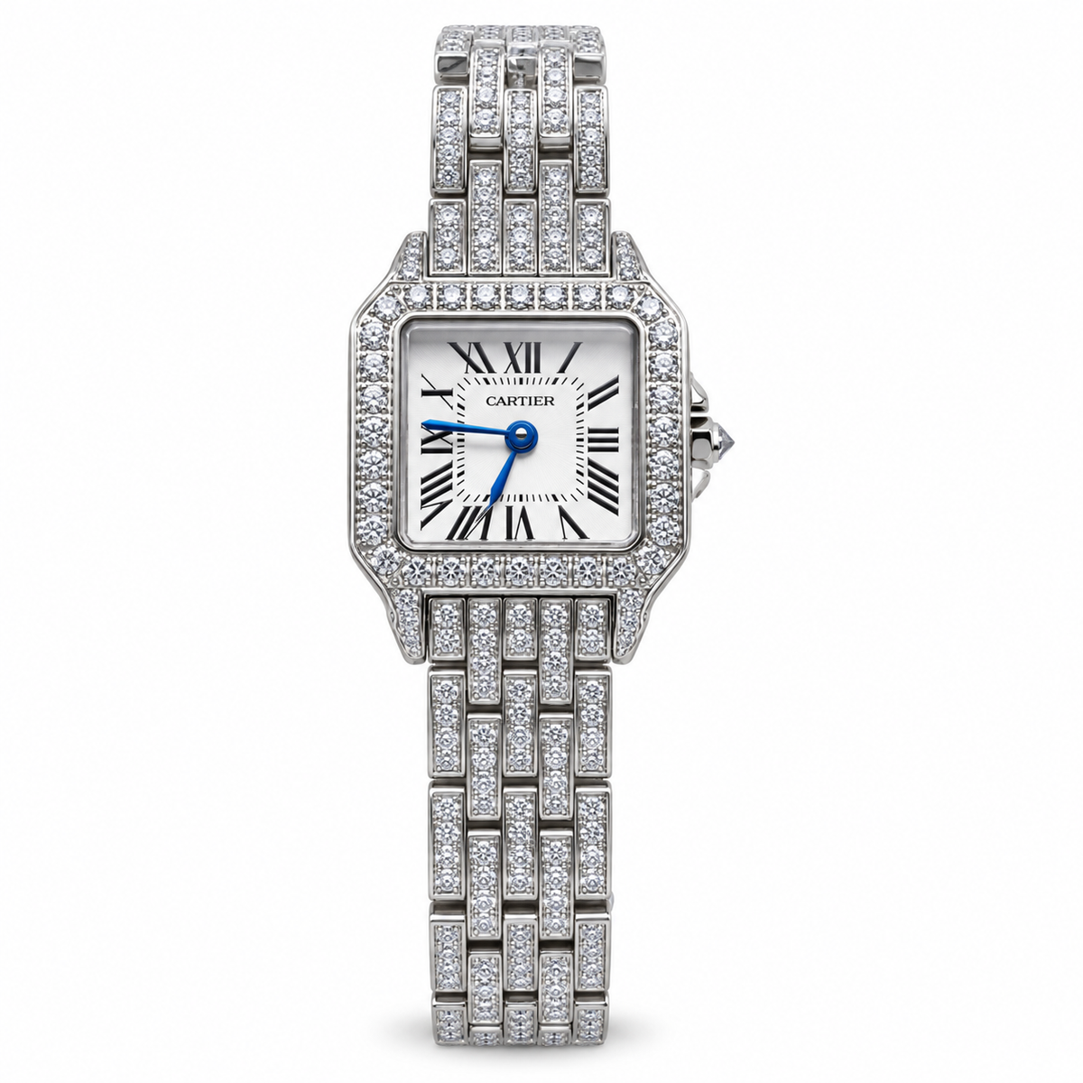 Cartier Panthère de Cartier 18K White Gold Full Pavé Diamond White Dial Five-Row Bracelet Watch