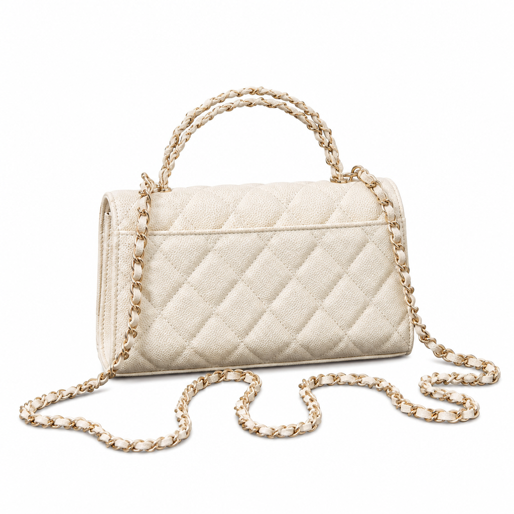 Chanel Quilted Leather Trapeze Chain Crossbody Bag