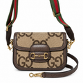 Gucci Horsebit 1955 Mini Bag in Jumbo GG Canvas with Dark Brown Leather Trim