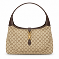 Gucci Jackie O Hobo in Beige GG Original Canvas with Dark Brown Leather Trim