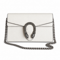 Gucci Dionysus Mini Bag in White Pebbled Leather with Crystal Tiger-Head Closure