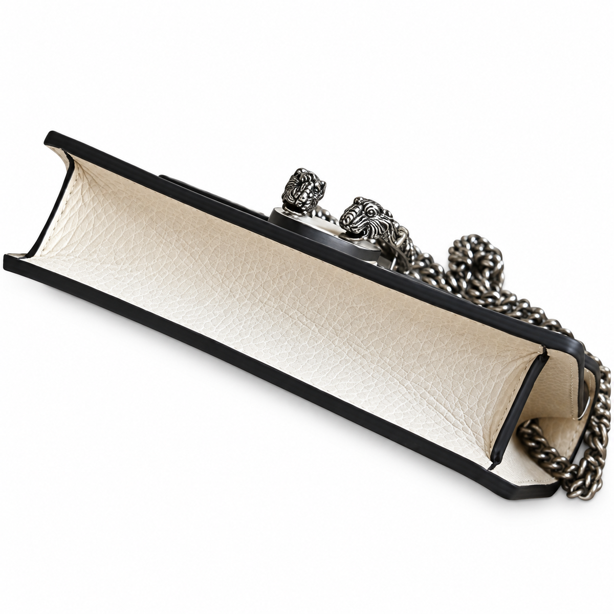 Gucci Dionysus Mini Bag in White Pebbled Leather with Crystal Tiger-Head Closure
