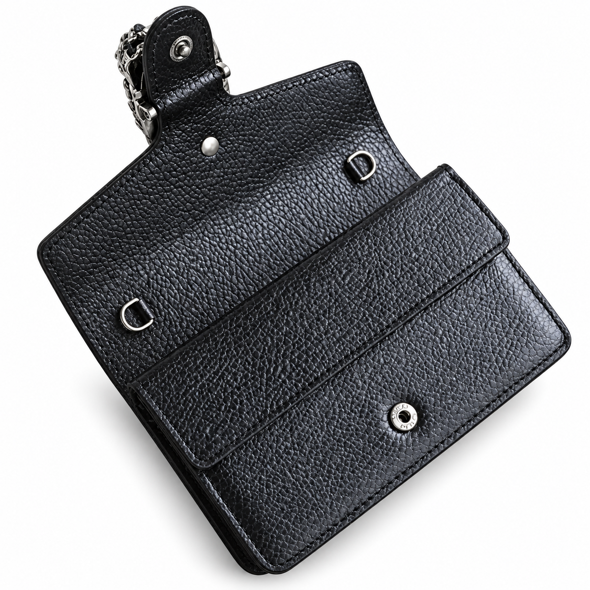 Gucci Dionysus Mini Bag in Black Pebbled Leather with Crystal Embellished Closure