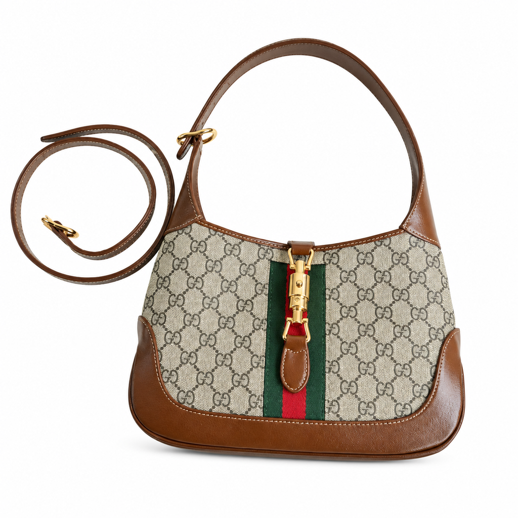 Gucci Jackie 1961 Small Hobo in GG Supreme Canvas with Web Stripe