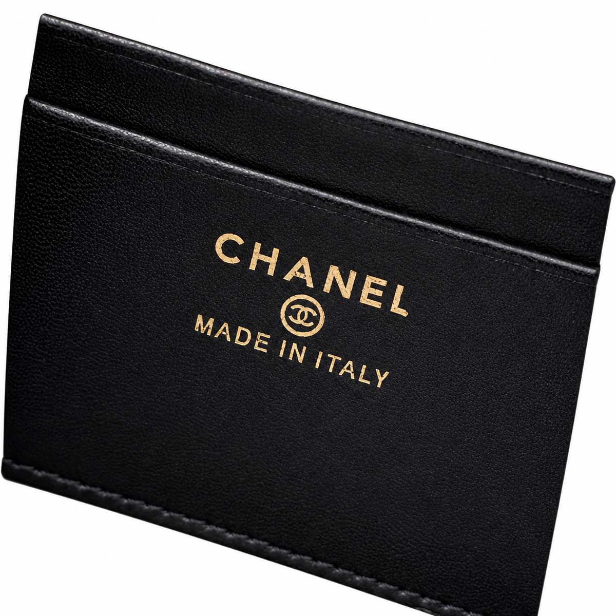 Chanel Black Iridescent Lizard-Embossed Vanity Case | Double Gold Chain — 18cm